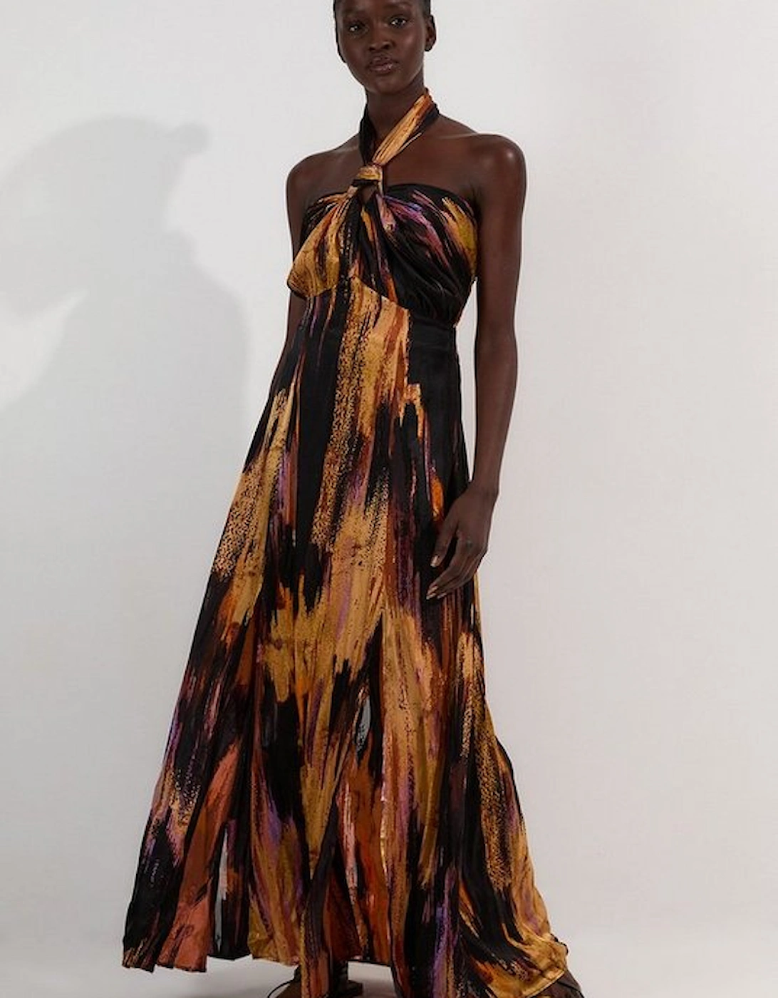 Marble Devour Halter Neck Maxi Dress