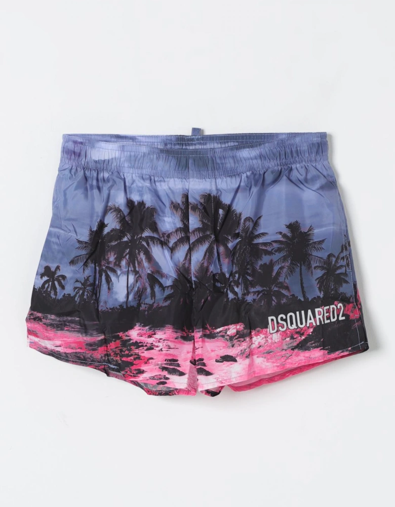Palm Tree Print Swim Trunks