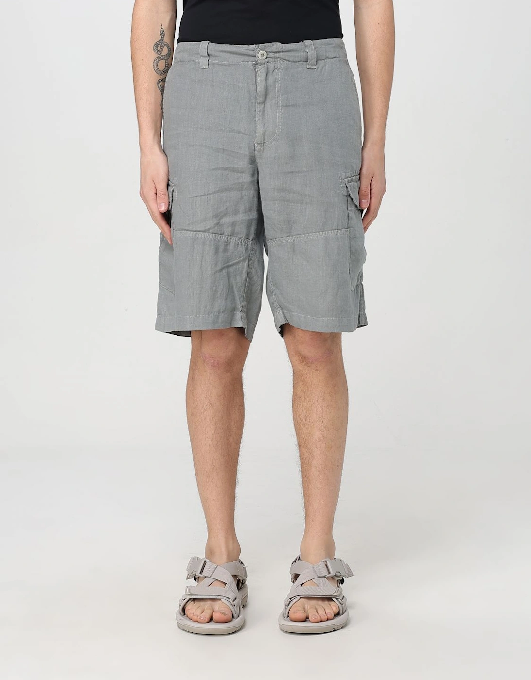 Linen Cargo Shorts with Pockets