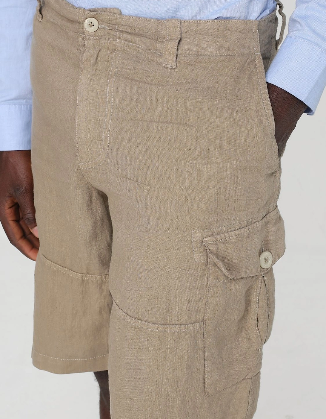 Linen Cargo Shorts with Pockets