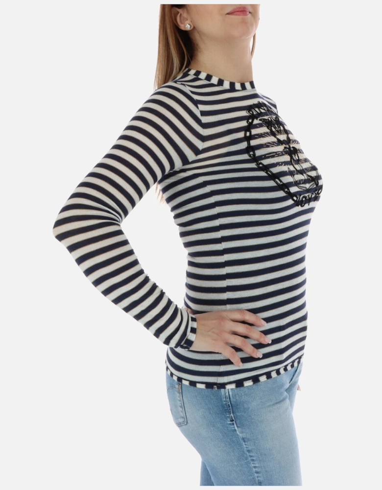 Striped Long Sleeve Knitwear with Round Neck