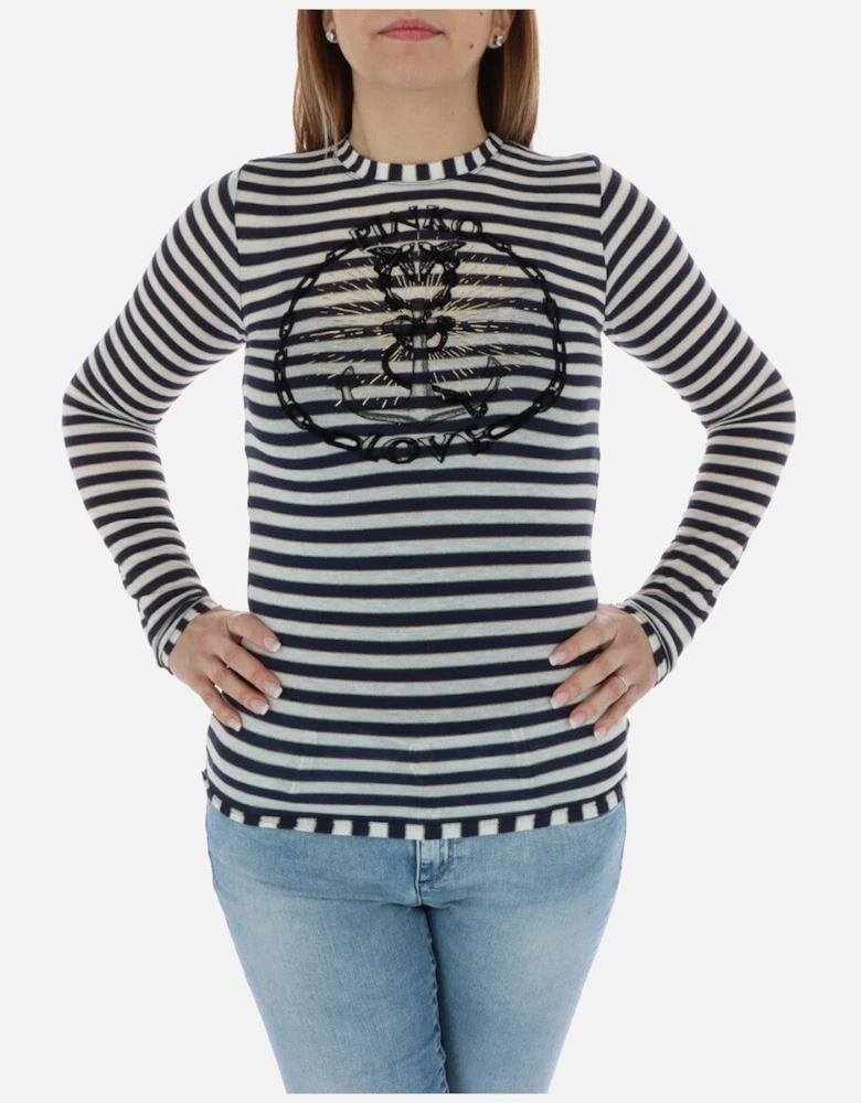 Striped Long Sleeve Knitwear with Round Neck