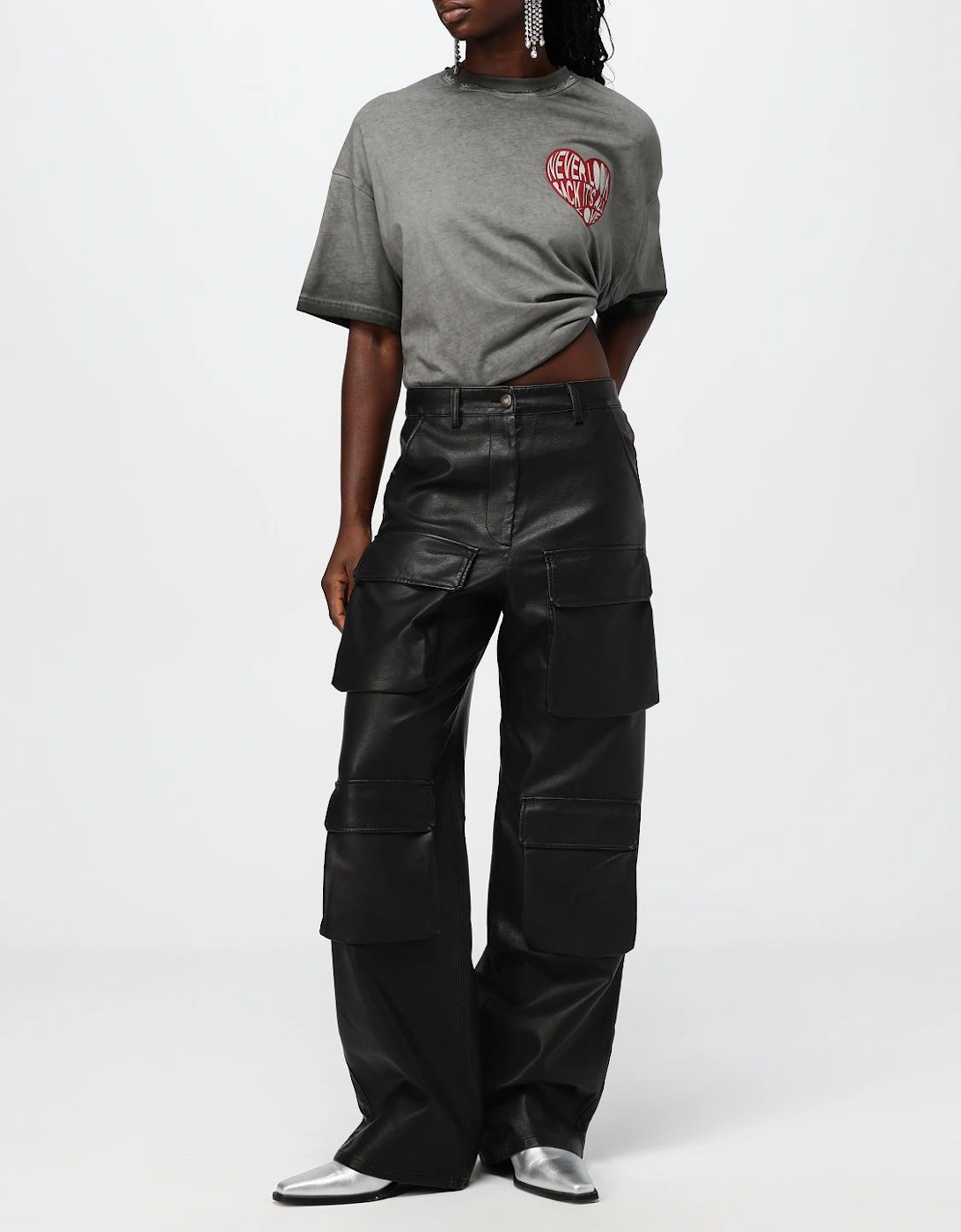 Leather Cargo Pants with Pockets