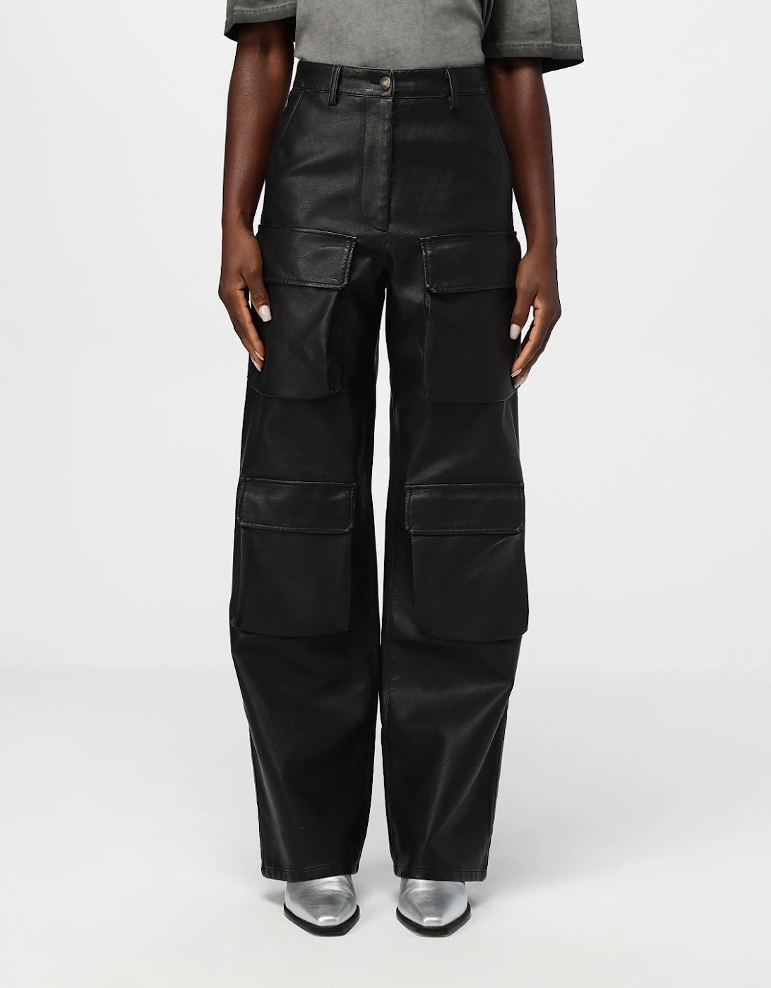 Leather Cargo Pants with Pockets, 5 of 4