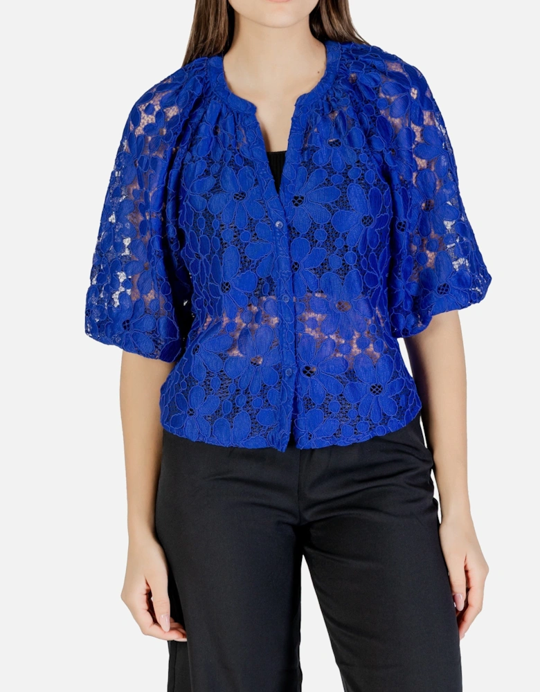 3/4 Sleeve V-Neck Button-Up Shirt