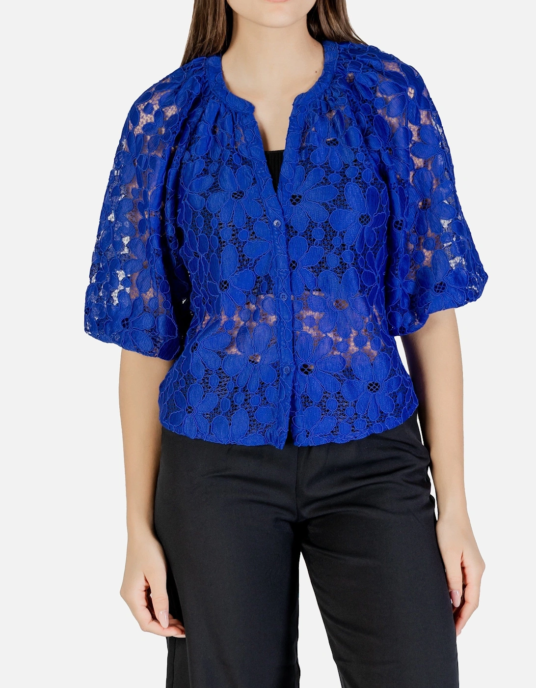 3/4 Sleeve V-Neck Button-Up Shirt, 4 of 3