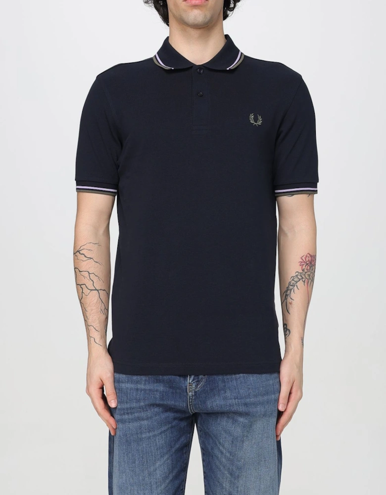 Short Sleeve Polo Shirt with Trimmed Cuffs and Collar Button Closure