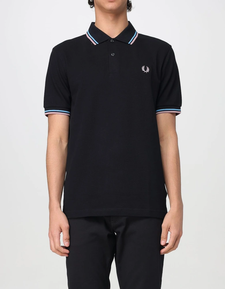 Short Sleeve Polo Shirt with Trimmed Cuffs and Collar Button Closure