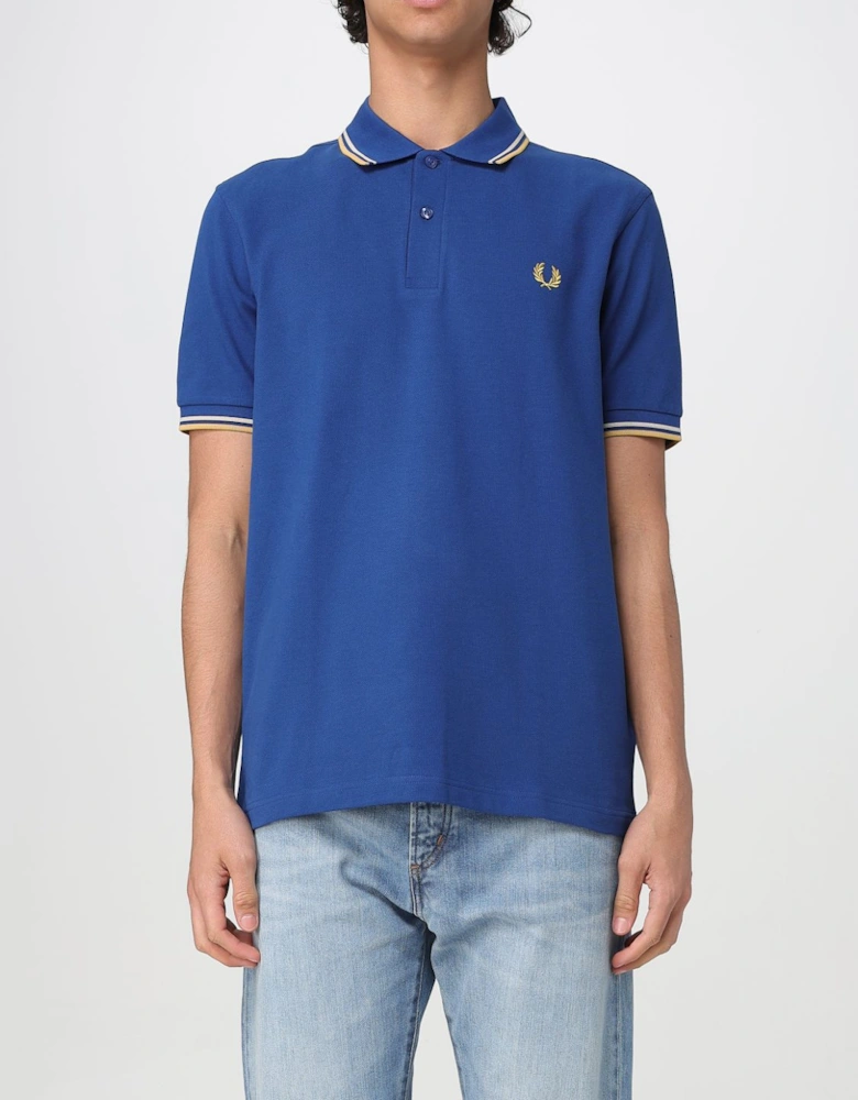 Short Sleeve Polo Shirt with Trimmed Cuffs and Collar Button Closure