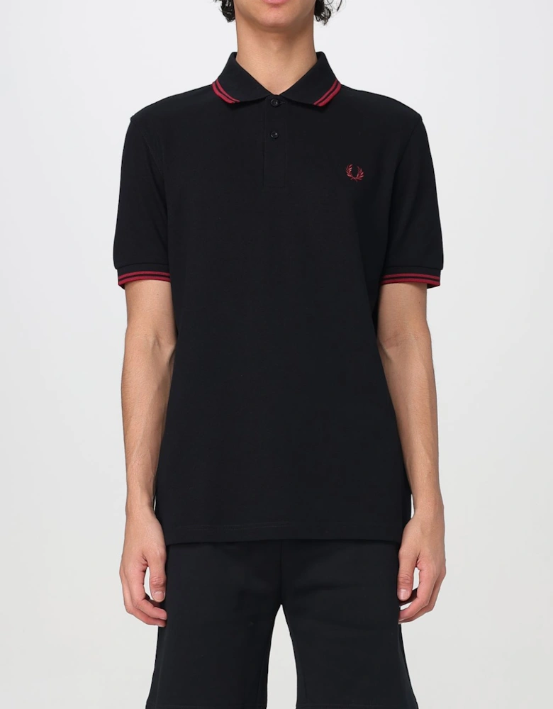 Short Sleeve Polo Shirt with Trimmed Cuffs and Collar Button Closure