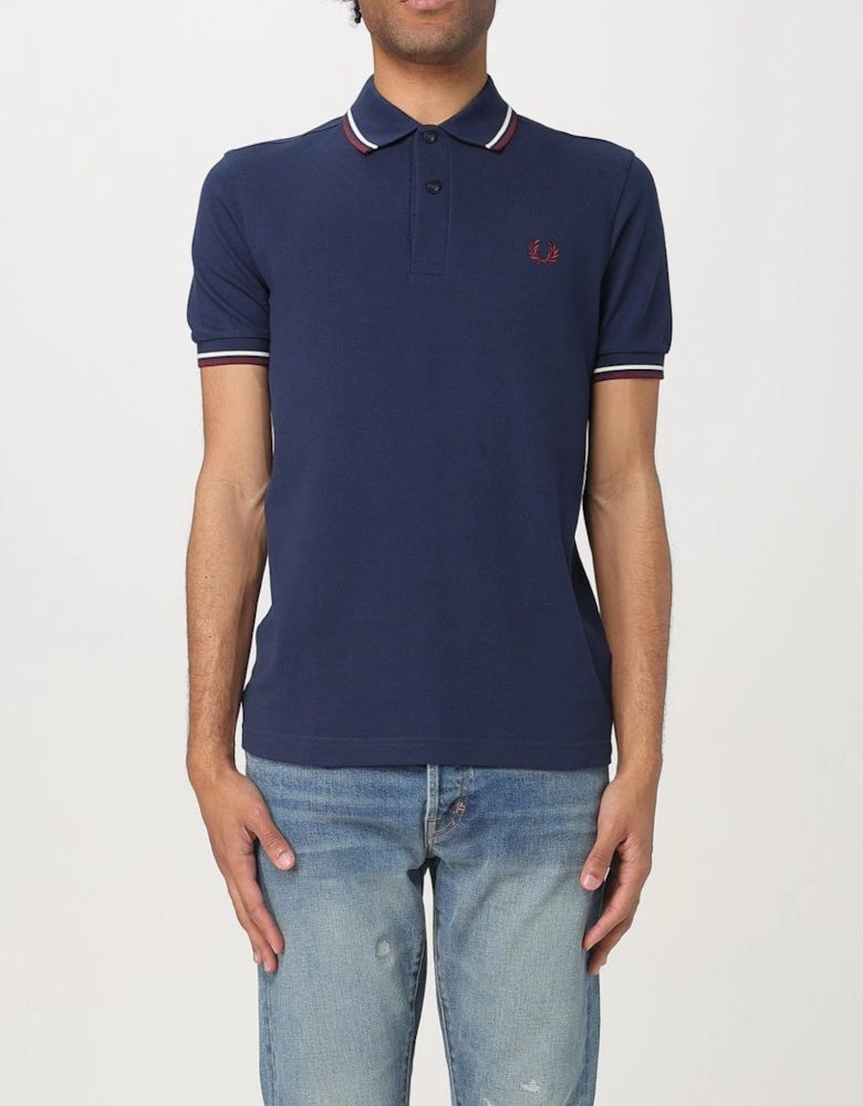 Short Sleeve Polo Shirt with Trimmed Cuffs and Collar Button Closure
