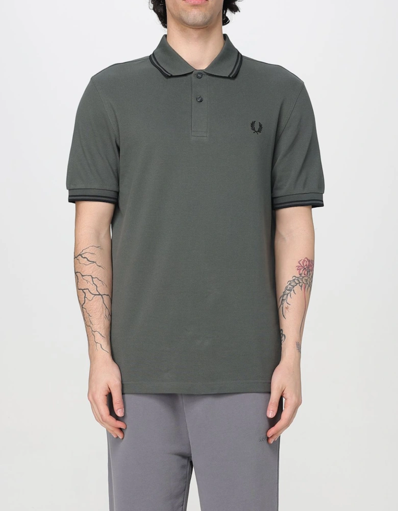 Short Sleeve Polo Shirt with Trimmed Cuffs and Collar Button Closure