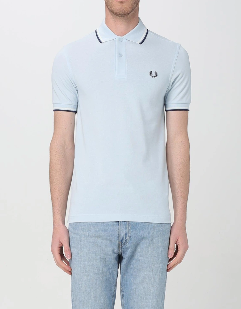 Short Sleeve Polo Shirt with Trimmed Cuffs and Collar Button Closure