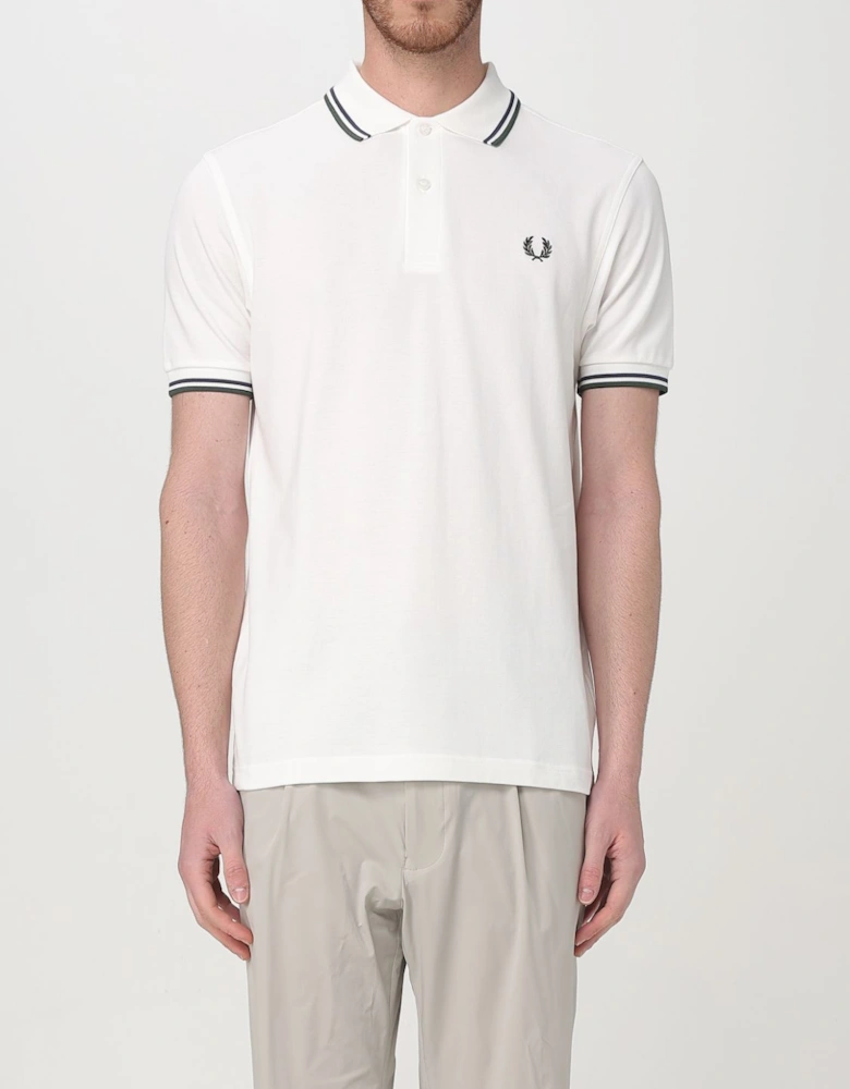 Short Sleeve Polo Shirt with Trimmed Cuffs and Collar Button Closure