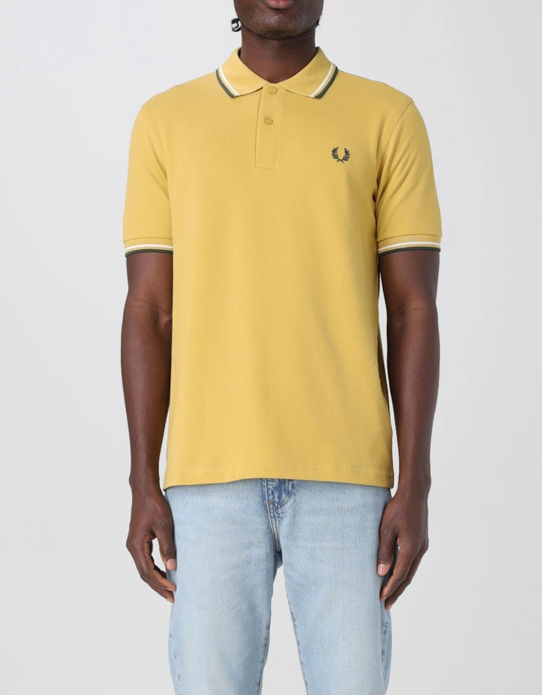 Short Sleeve Polo Shirt with Trimmed Cuffs and Collar Button Closure