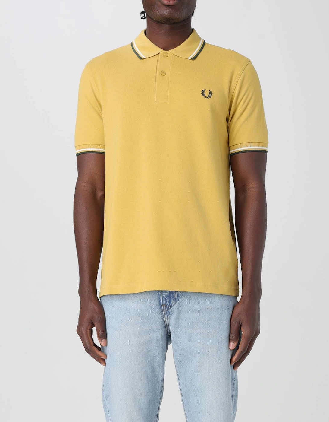 Short Sleeve Polo Shirt with Trimmed Cuffs and Collar Button Closure