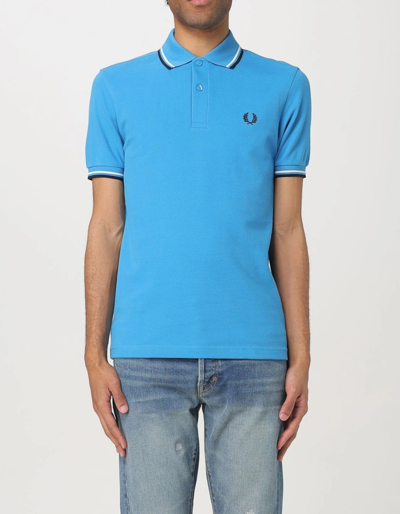 Short Sleeve Polo Shirt with Trimmed Cuffs and Collar Button Closure