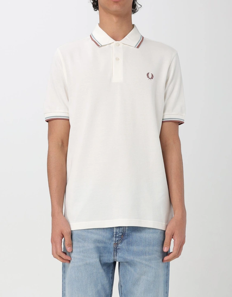 Short Sleeve Polo Shirt with Trimmed Cuffs and Collar Button Closure