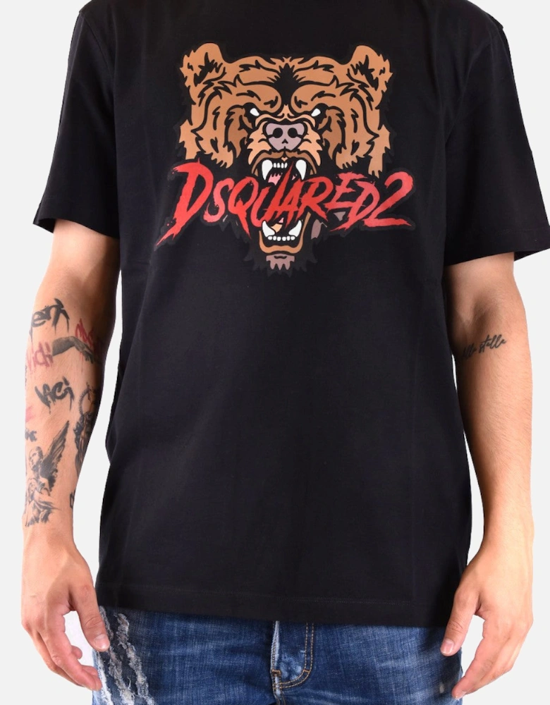 Printed Cotton Short Sleeve T-Shirt with Round Neck
