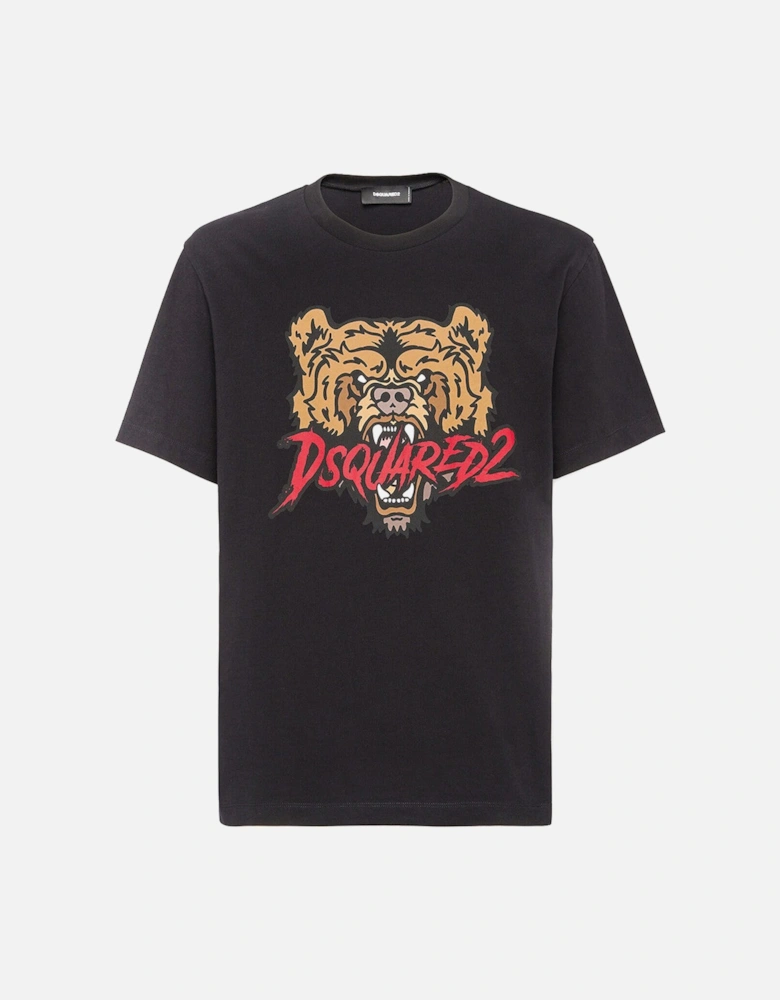 Printed Cotton Short Sleeve T-Shirt with Round Neck