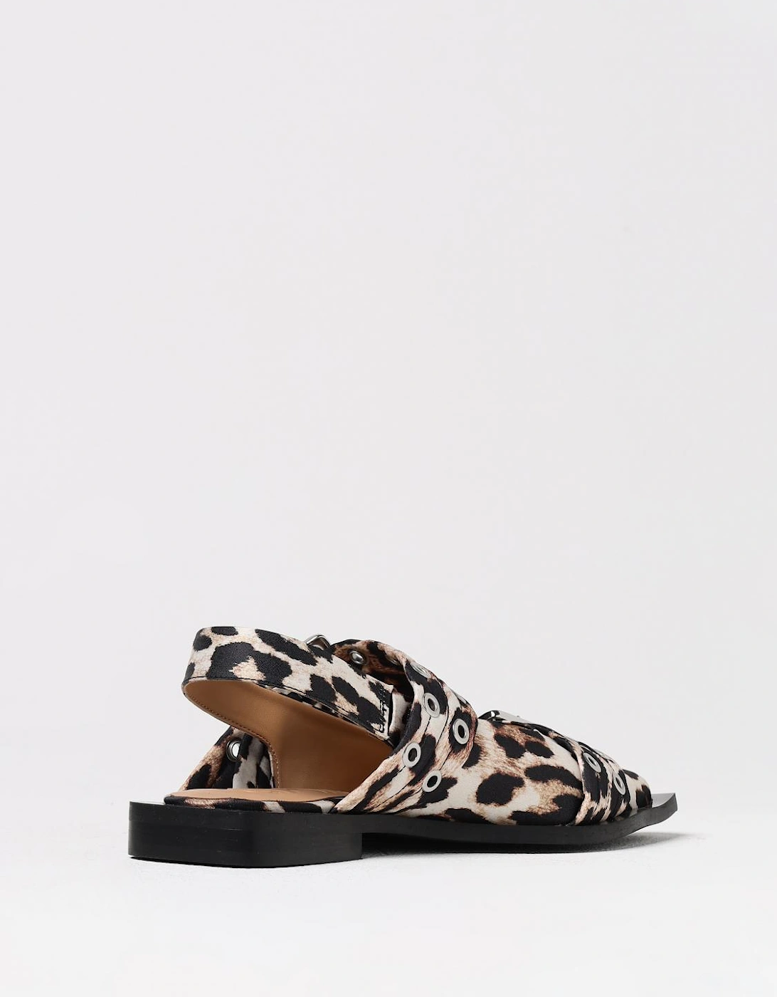 Leopard Print Satin Buckle Sandals