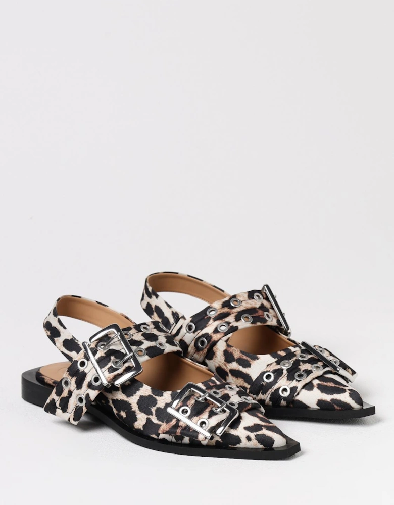 Leopard Print Satin Buckle Sandals