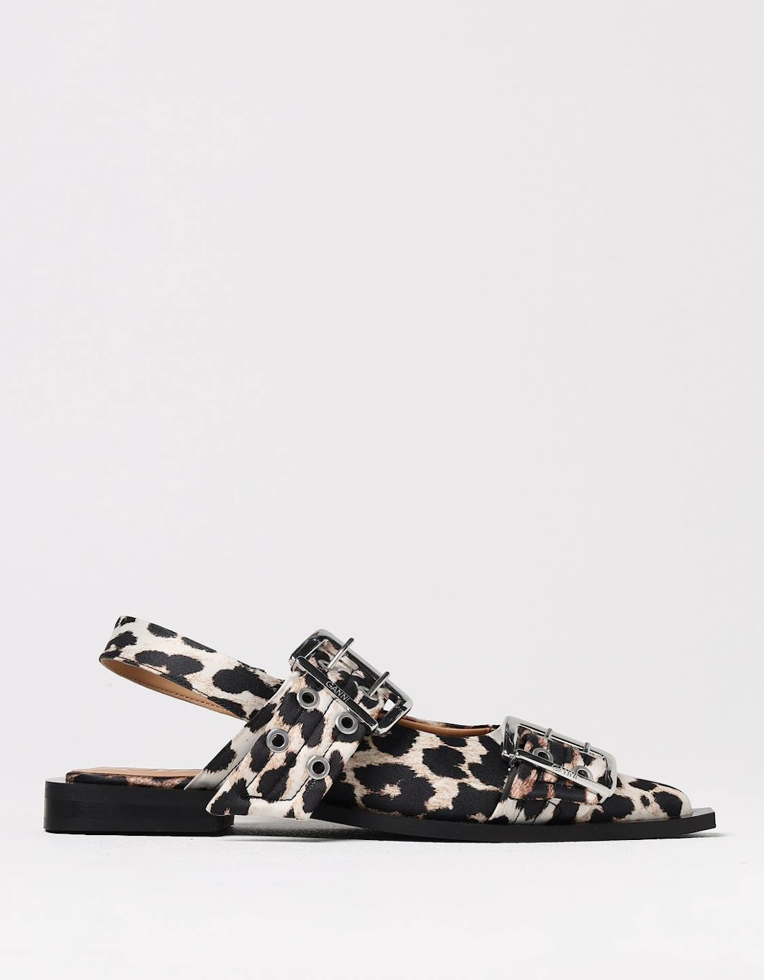Leopard Print Satin Buckle Sandals, 4 of 3