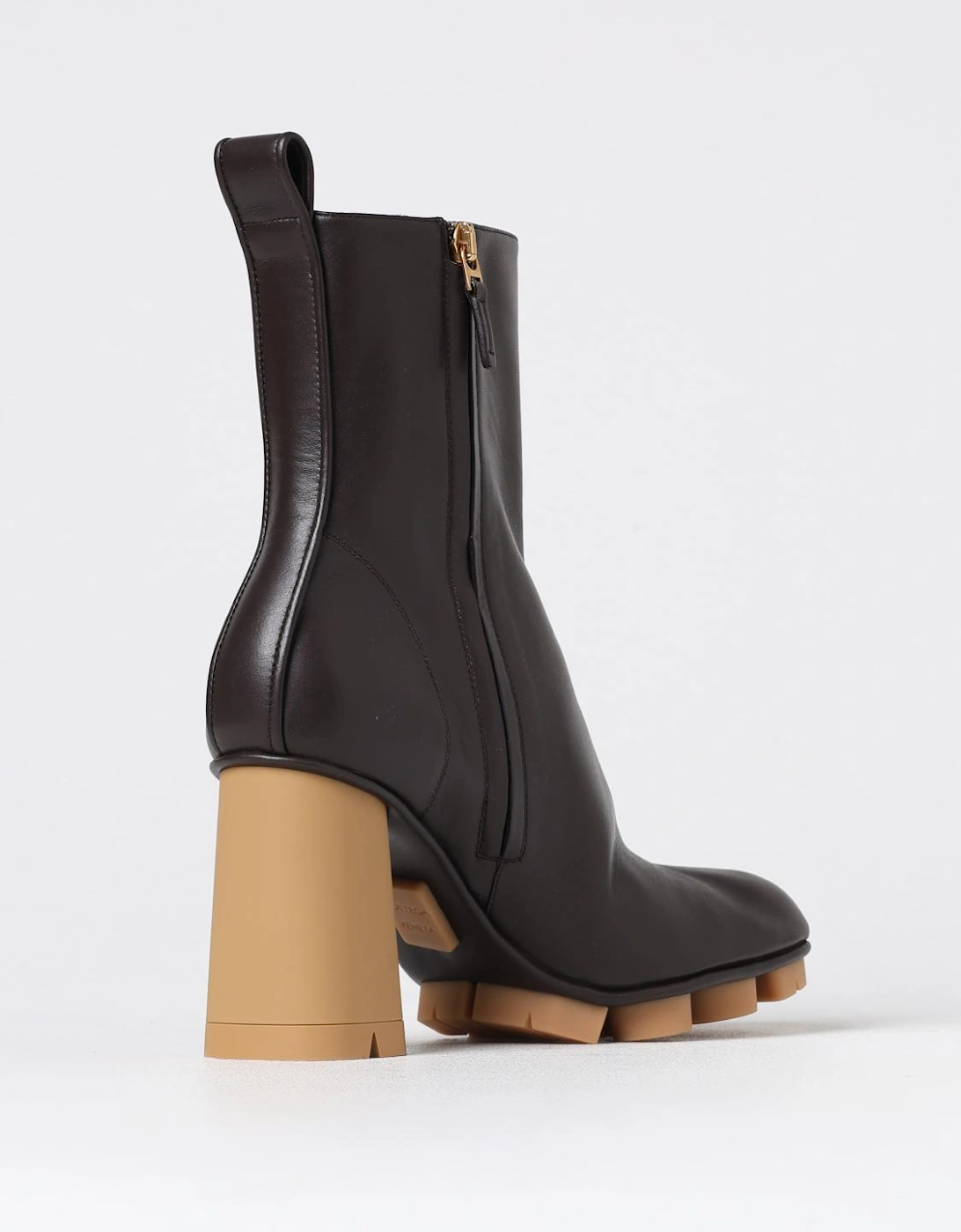 Sculptural Heel Leather Ankle Boots