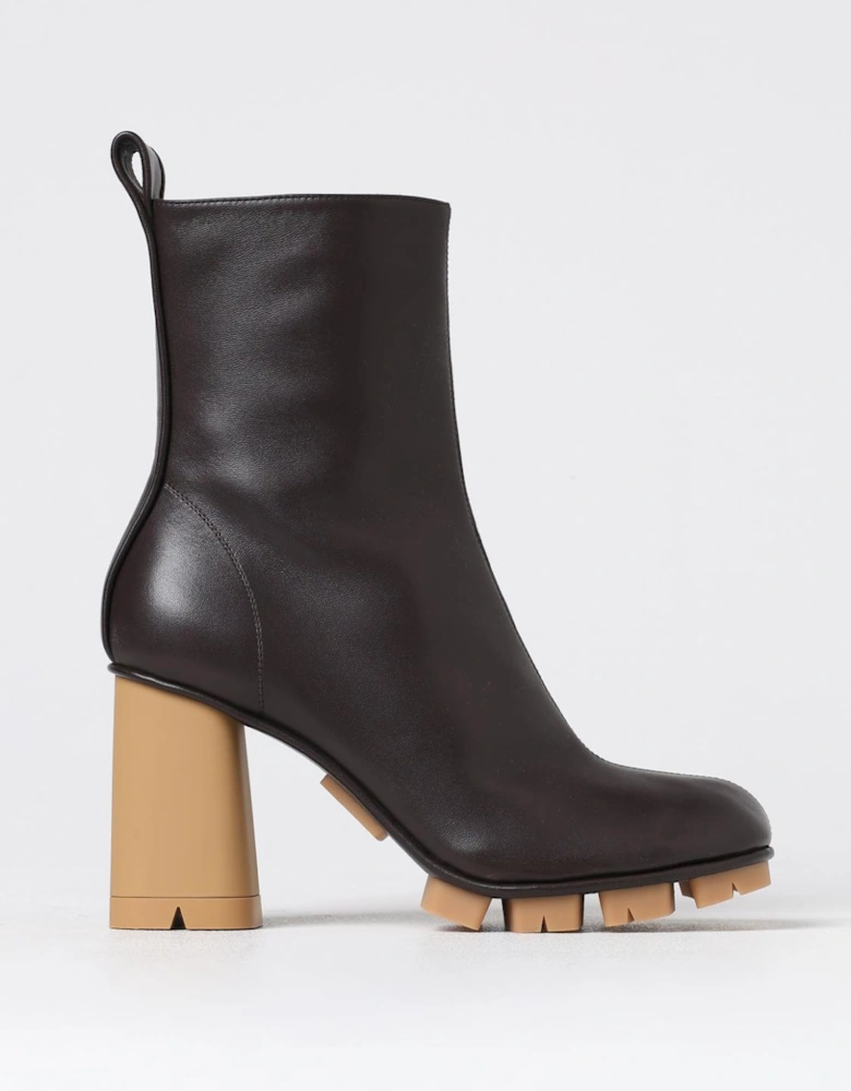 Sculptural Heel Leather Ankle Boots
