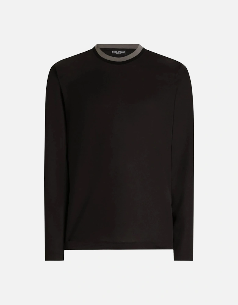 Contrast Trim LS Shirt Black