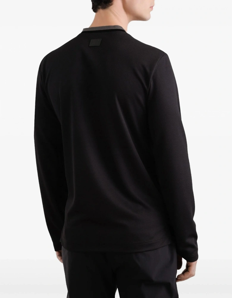 Contrast Trim LS Shirt Black