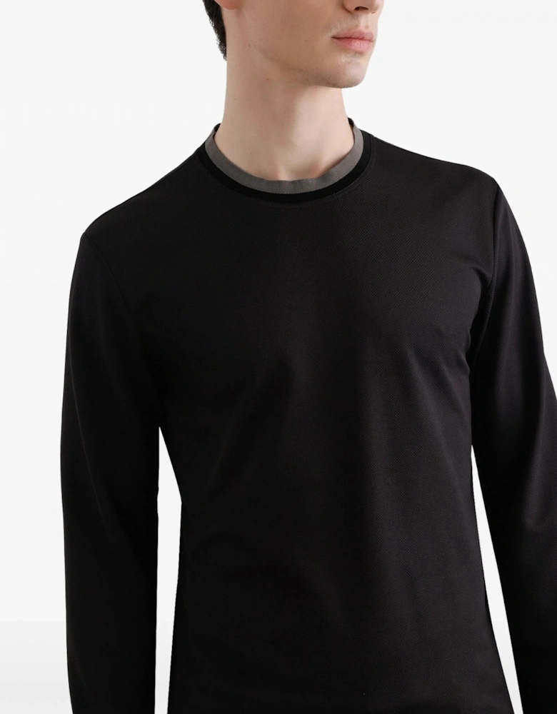 Contrast Trim LS Shirt Black