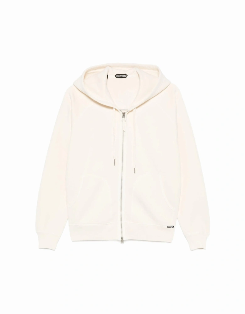 Cotton Zip Hooded Top Beige