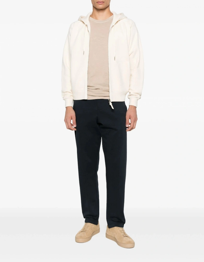 Cotton Zip Hooded Top Beige