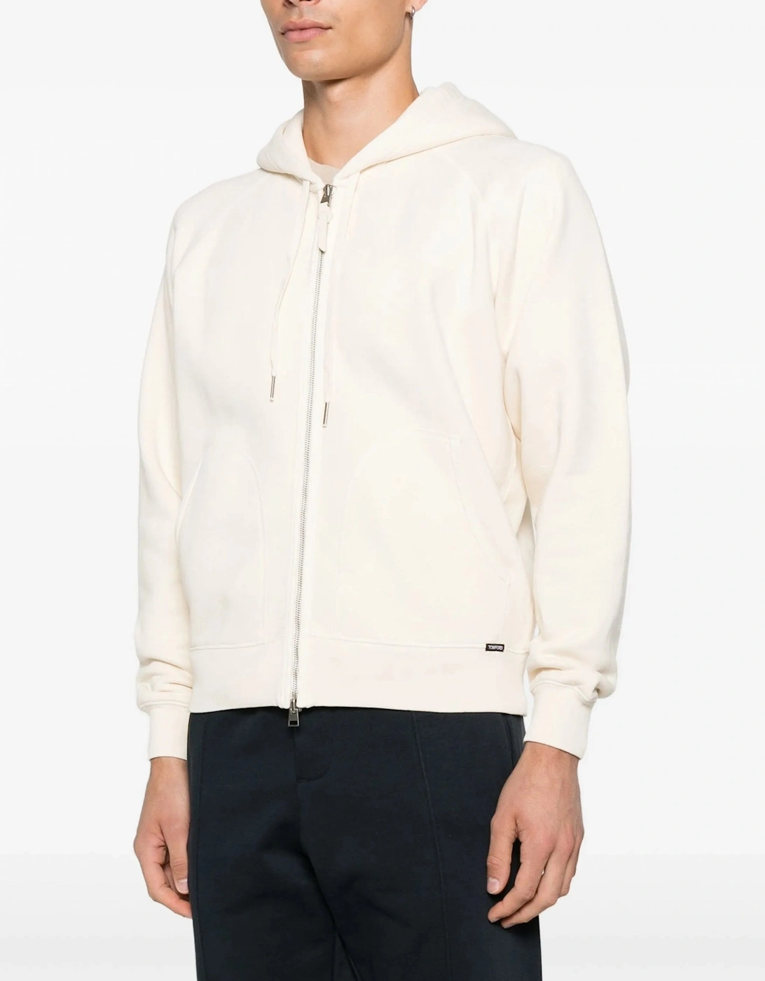 Cotton Zip Hooded Top Beige