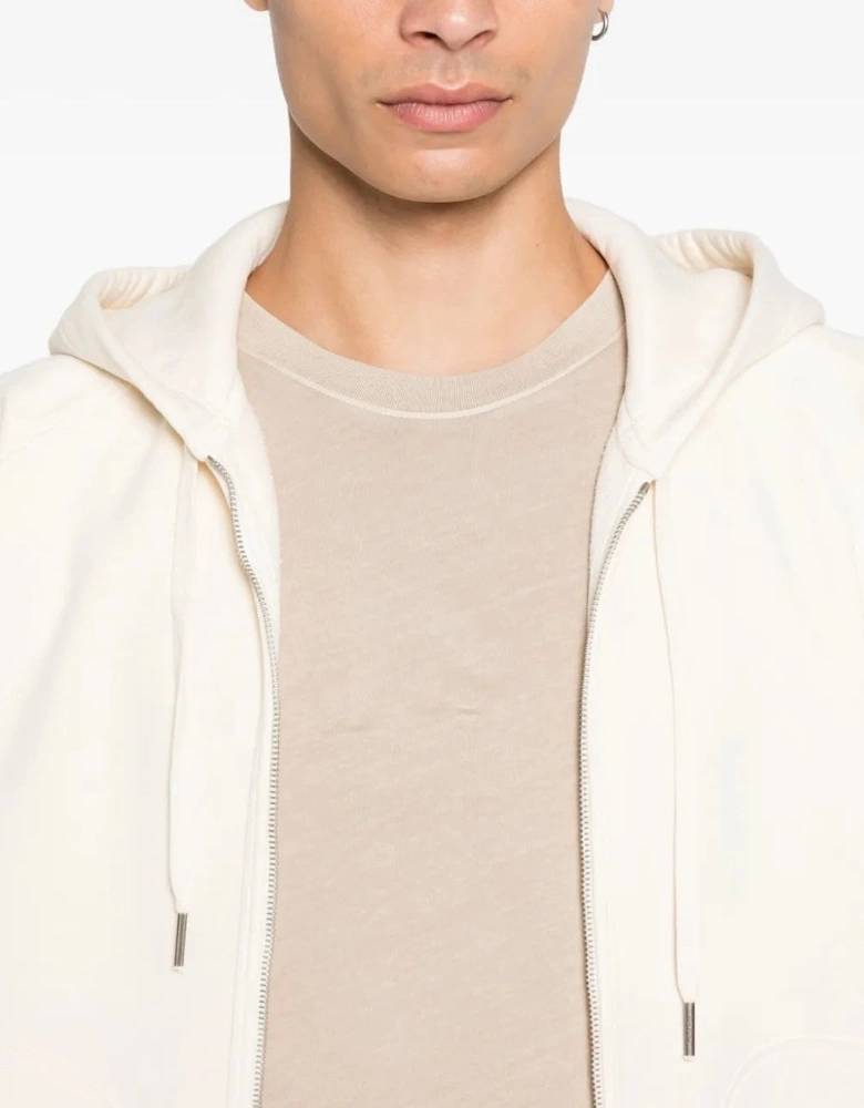 Cotton Zip Hooded Top Beige