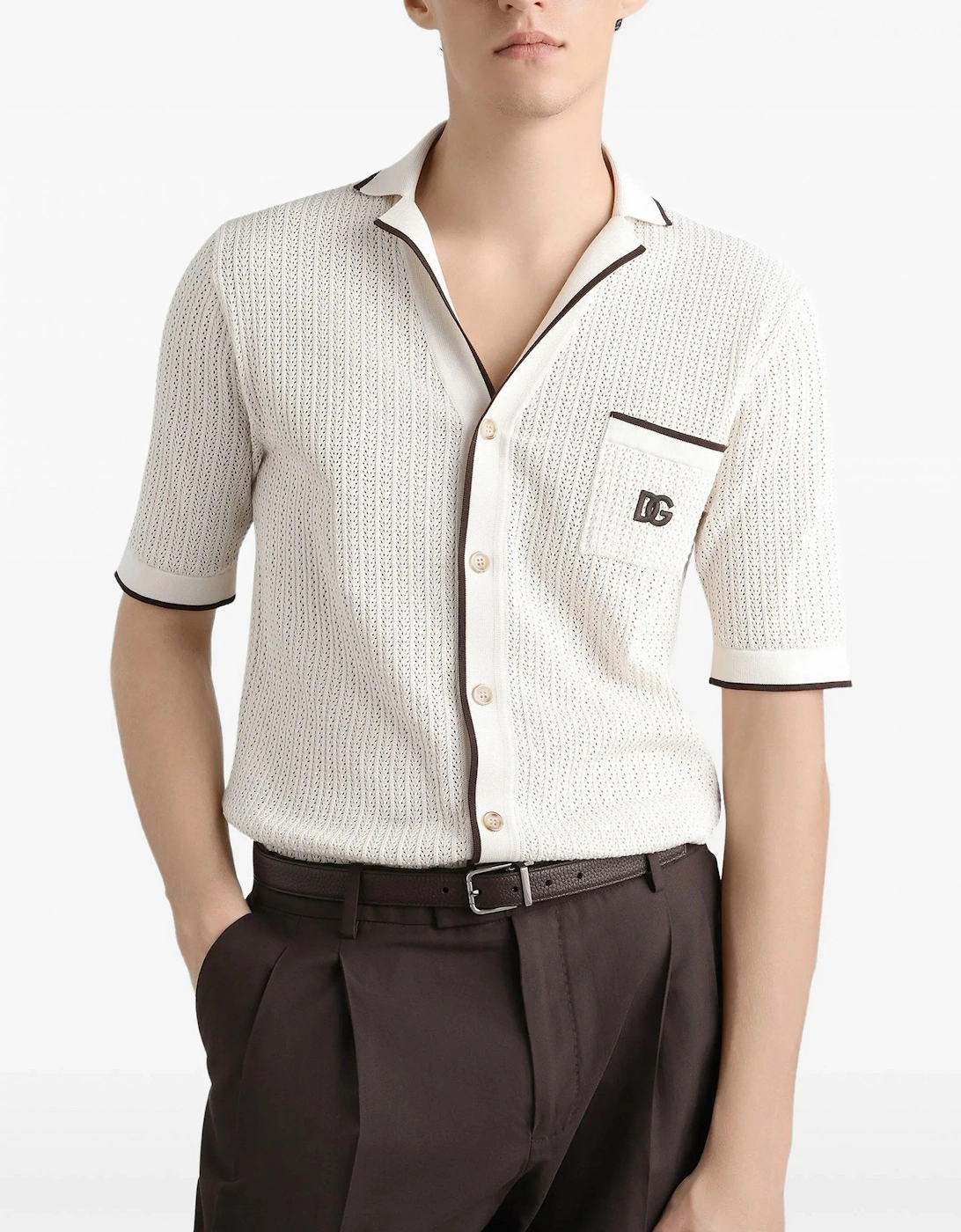 Knitted Pocket Shirt Ivory White