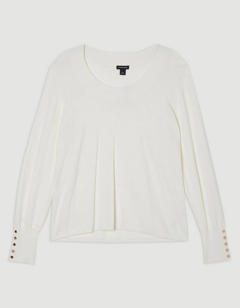 Plus Size Long Sleeve Scoop Neck Knitted Top