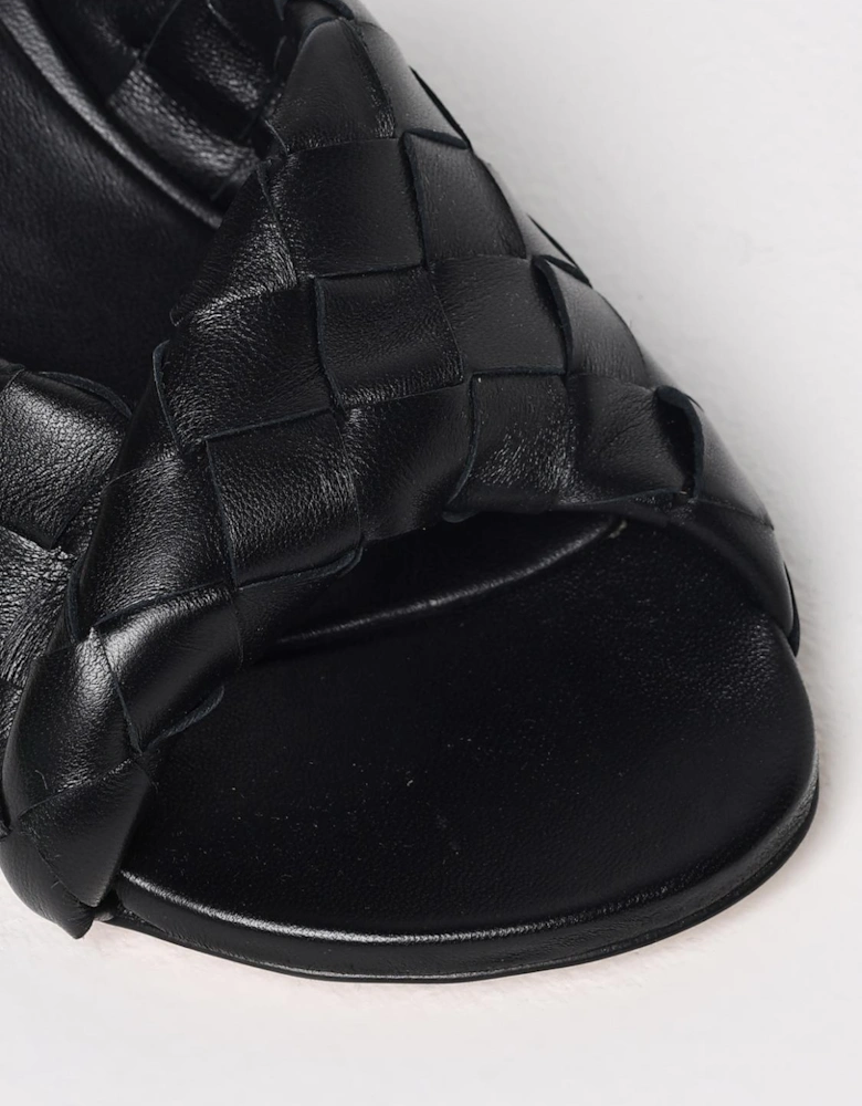 Knotted Leather Mules Intrecciato Weave