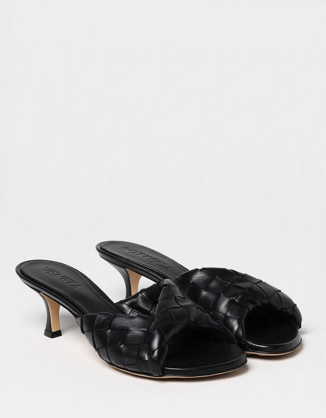 Knotted Leather Mules Intrecciato Weave
