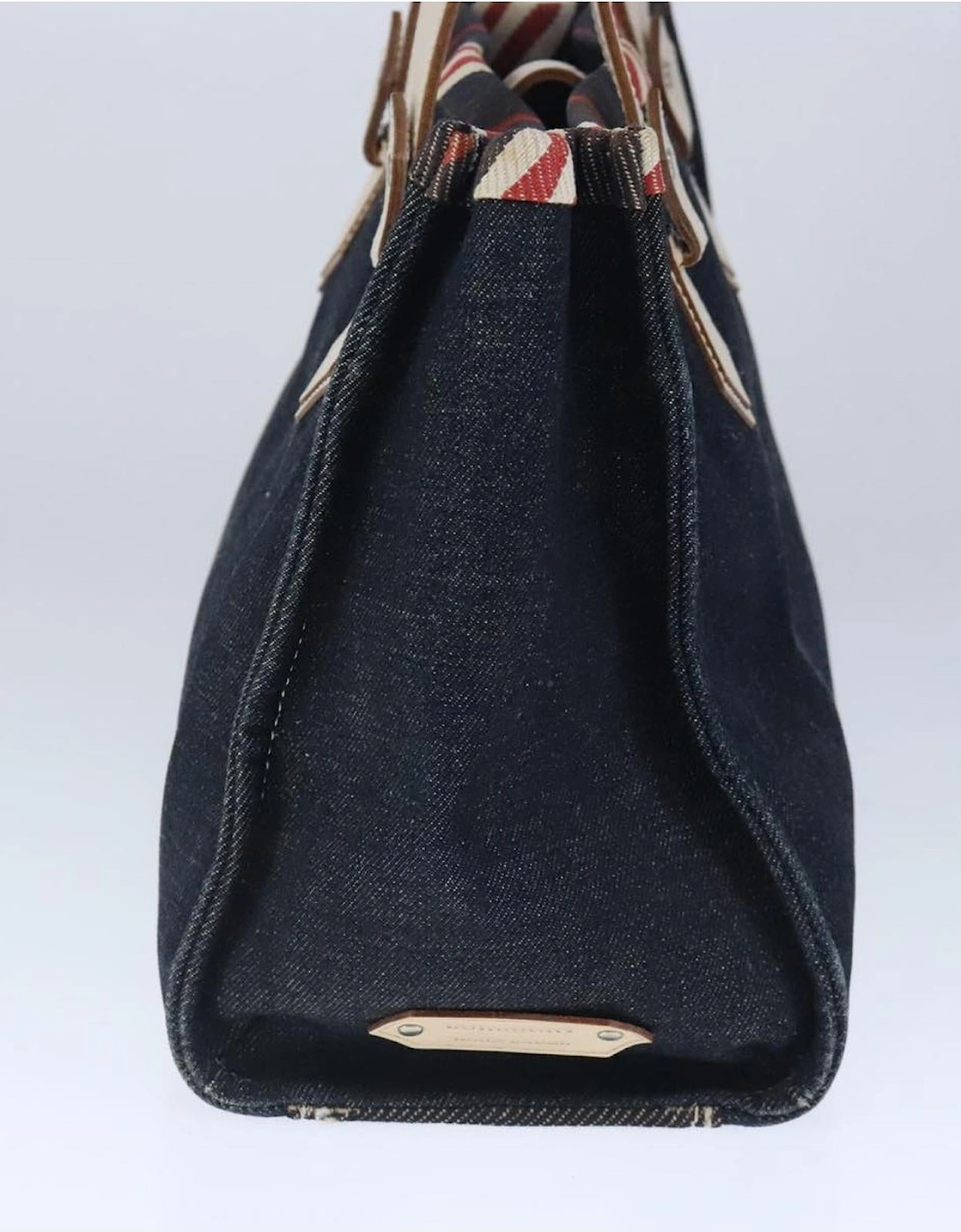 Denim Canvas Tote Bag with Distressed Detailing
