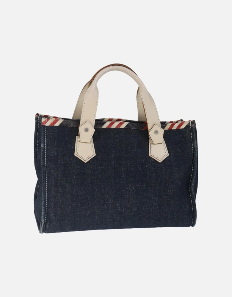 Denim Canvas Tote Bag with Distressed Detailing