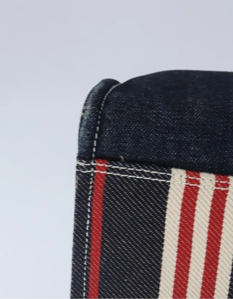 Denim Canvas Tote Bag with Distressed Detailing