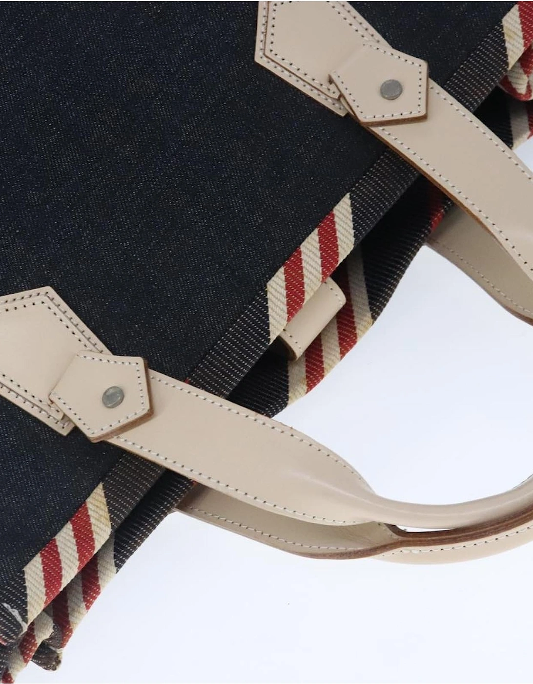 Denim Canvas Tote Bag with Distressed Detailing