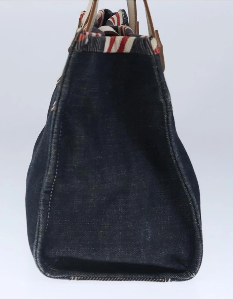 Denim Canvas Tote Bag with Distressed Detailing