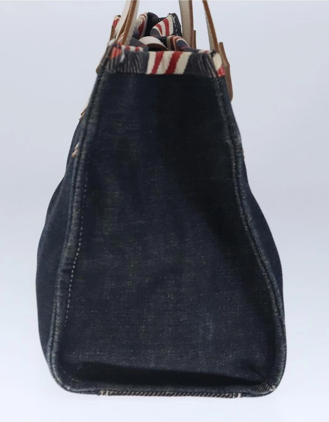 Denim Canvas Tote Bag with Distressed Detailing