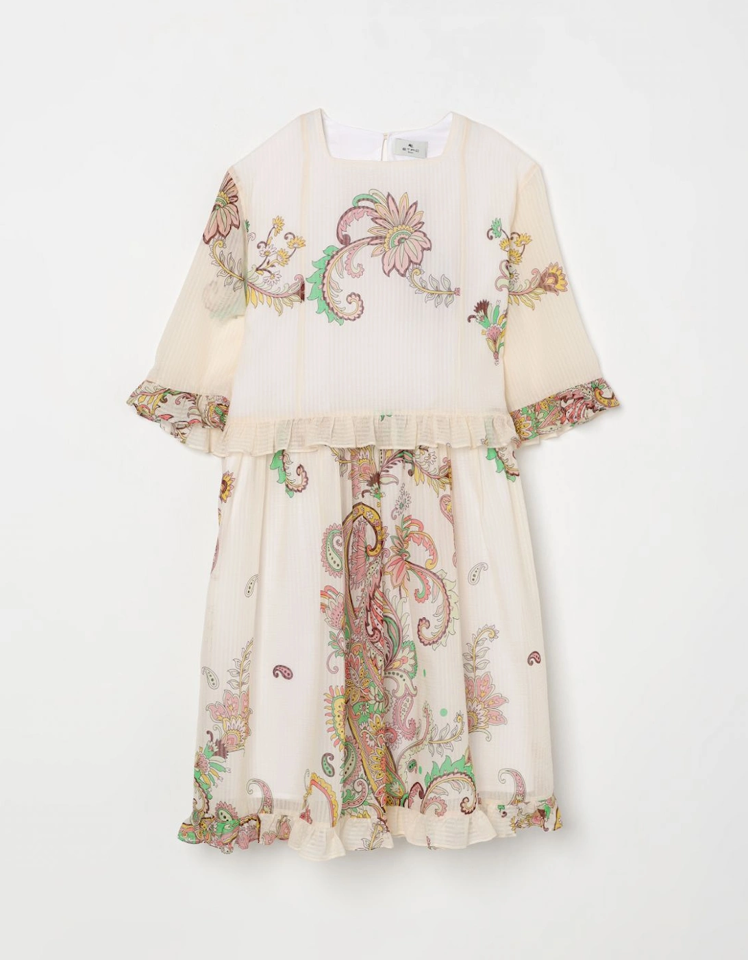 Paisley Print Ruffle Trim Dress
