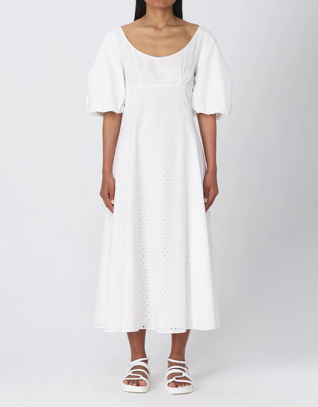 Eyelet Puff Sleeve Midi Dress, 5 of 4