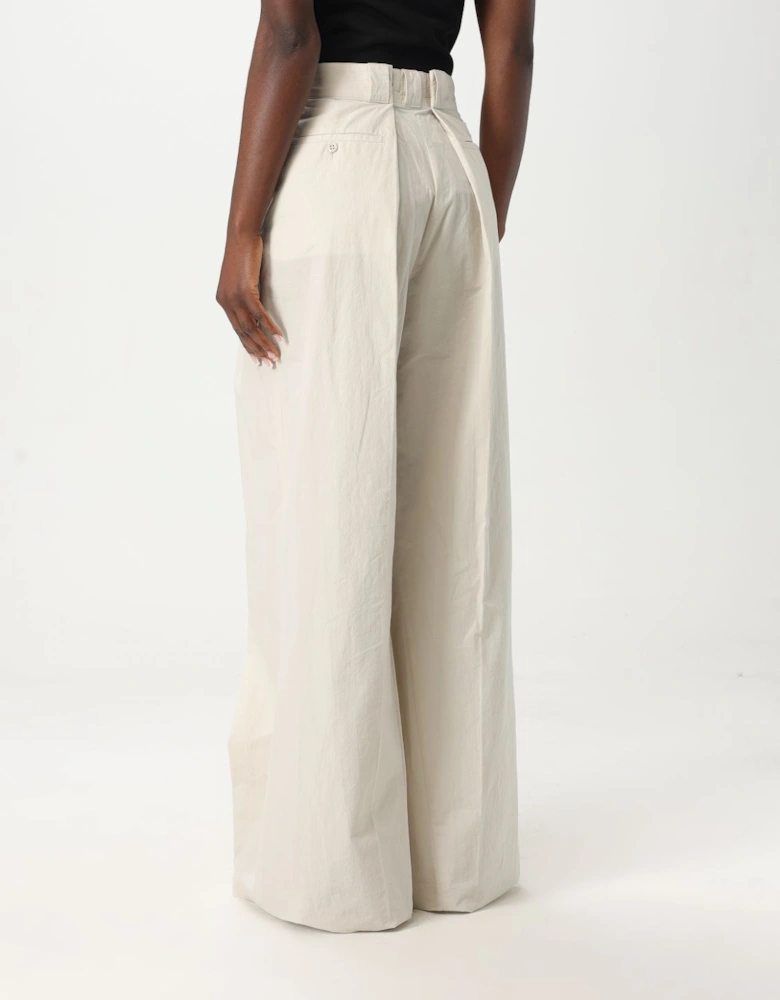 Wide Leg Pleated Cotton Pants