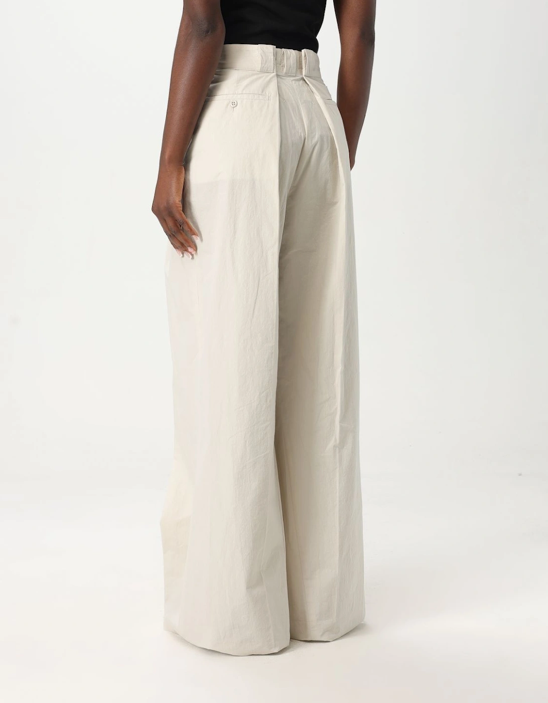 Wide Leg Pleated Cotton Pants